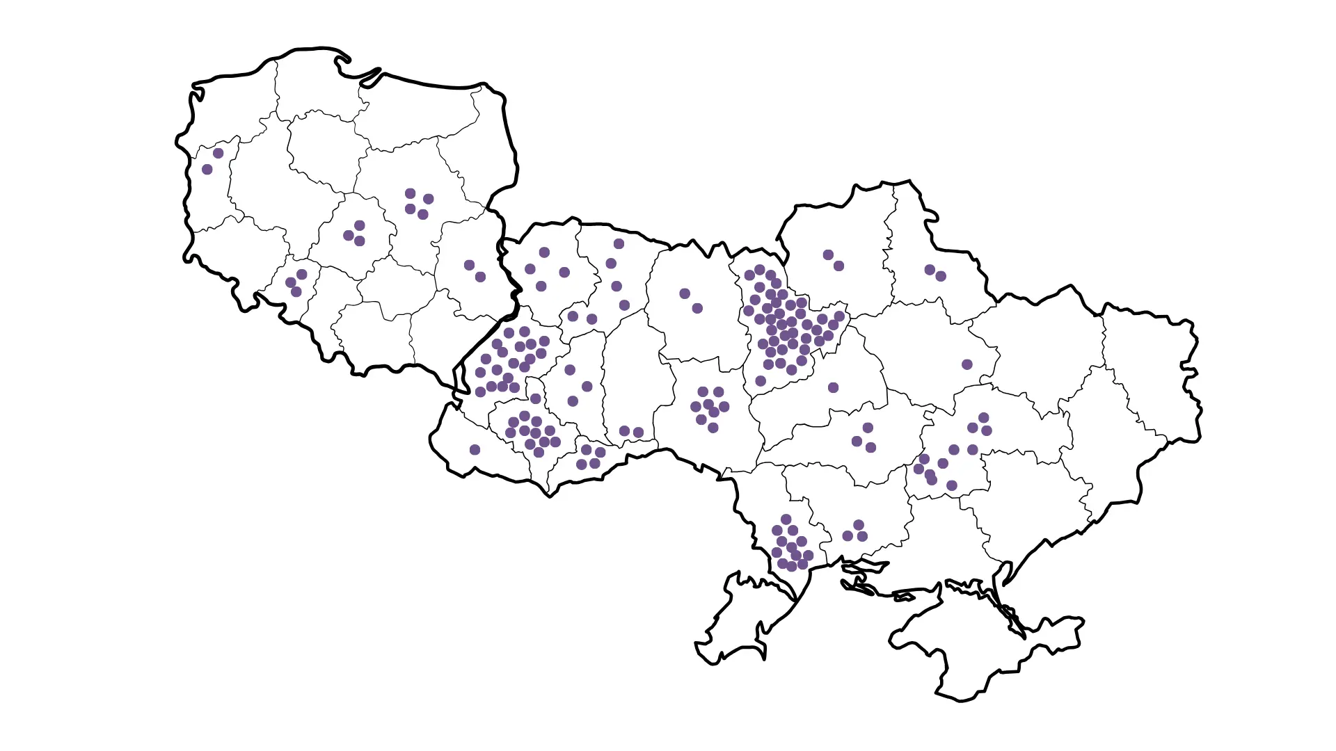 Карта філій OS.9 в Україні та Польщі